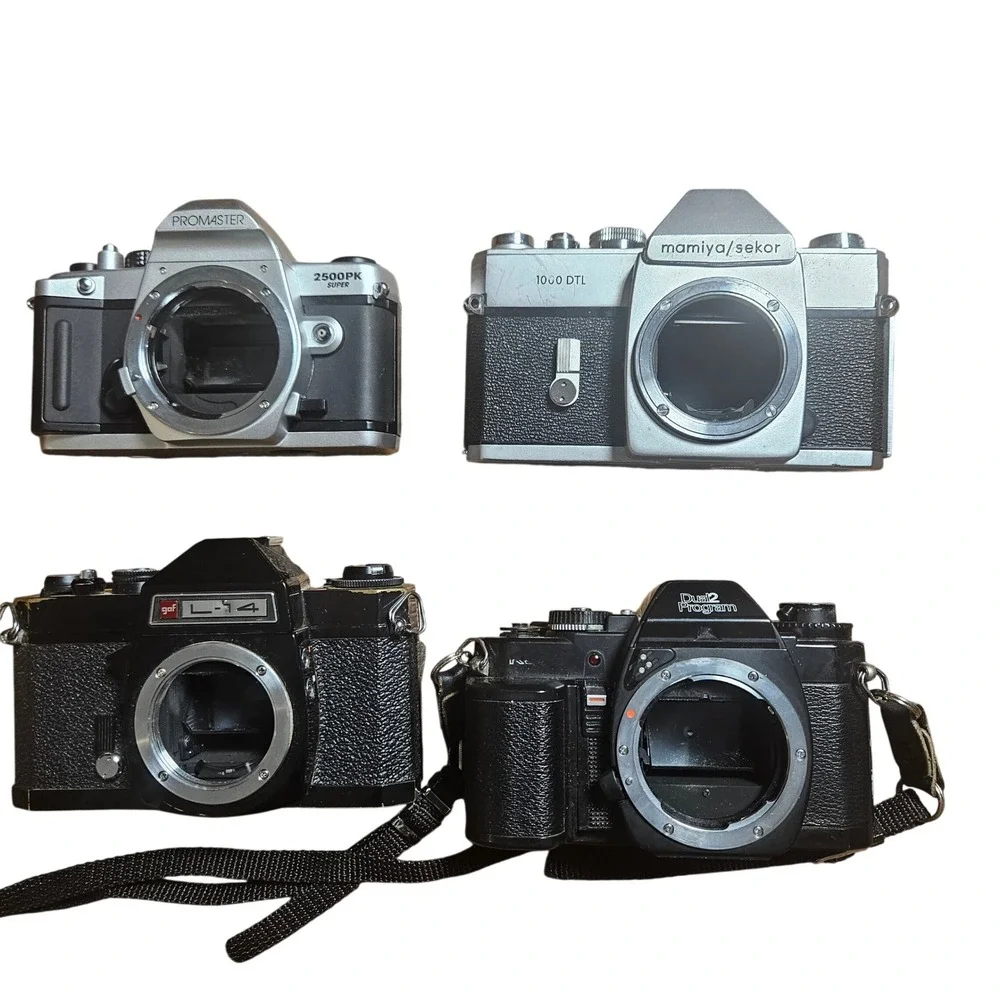 VTG Lot 35mm SLR Camera Body Mamiya 1000 DTL Promaster 2500PK Untested Parts